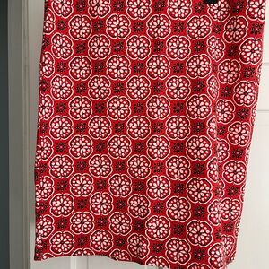 LOFT Red and White Floral Skirt